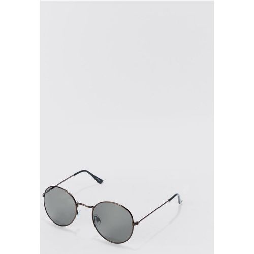 Round Metal Frame Sunglasses In Black - boohoo - Modalova