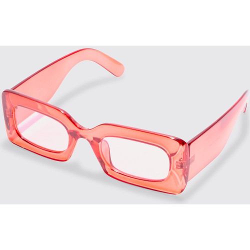 Rectangular Clear Plastic Sunglasses In Red - boohoo - Modalova