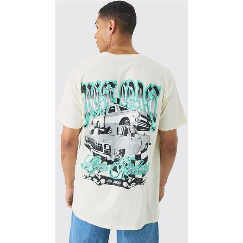 T-shirt oversize con auto della East Coast e girocollo esteso - boohoo - Modalova