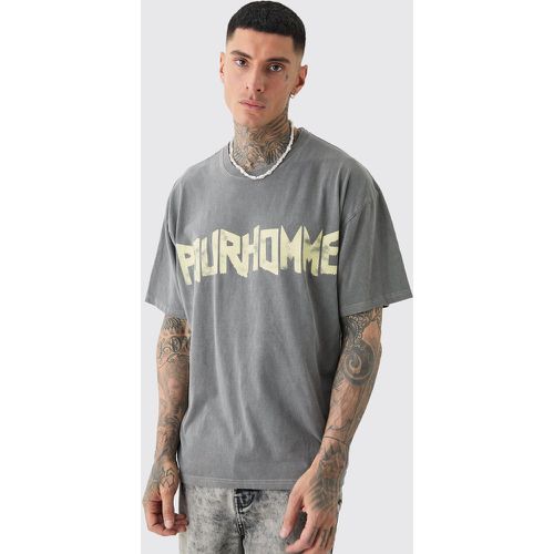 T-shirt Tall oversize slavata con stampa Pour Homme - boohoo - Modalova