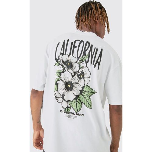 Tall Oversized California Floral T-Shirt In White - boohoo - Modalova
