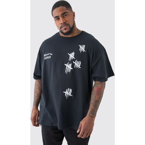 Camiseta Plus Oversize Negra Con Estampado De Korn - boohoo - Modalova