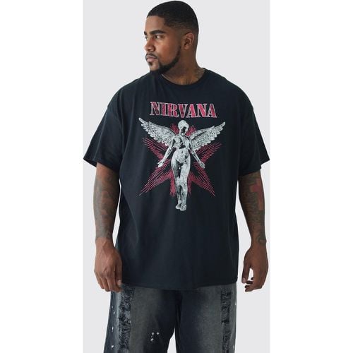 T-shirt Plus Size ufficiale con stampa Nirvana Angel - boohoo - Modalova