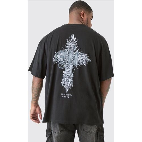 T-shirt Plus Size metallizzata con croce nera - boohoo - Modalova