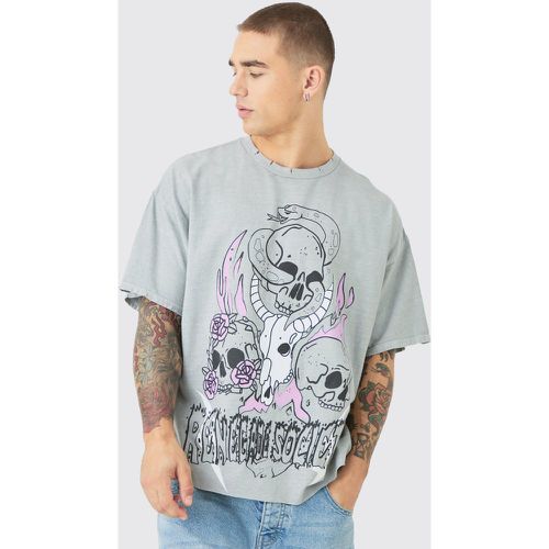Oversized Skull Wash Graphic T-Shirt - boohoo - Modalova