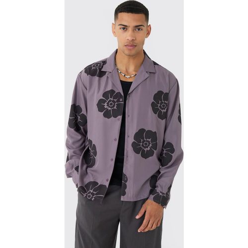 Camisa Oversize De Manga Larga Y Sarga Suave Con Estampado De Flores - boohoo - Modalova