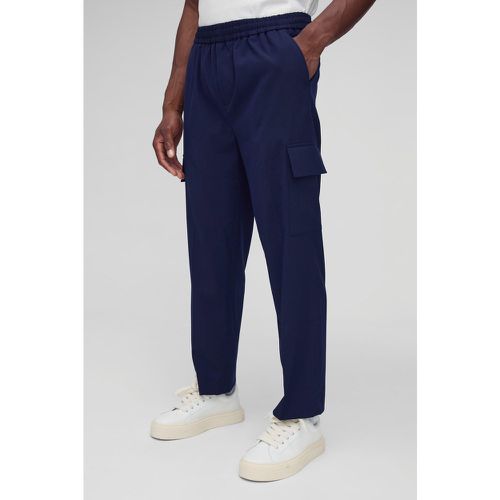 Pantaloni Cargo sartoriali dritti con vita elasticizzata - boohoo - Modalova