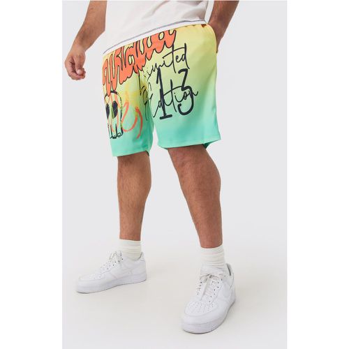 Pantaloncini da basket Plus Size medi Worldwide in rete stile Graffiti - boohoo - Modalova