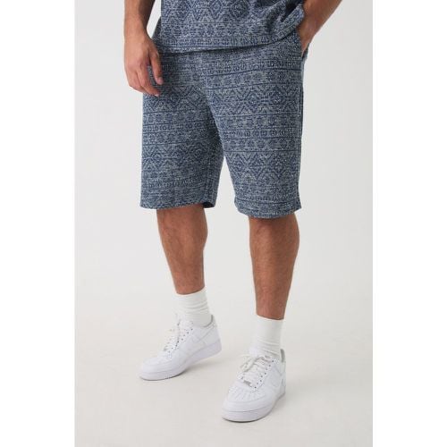 Pantalón Corto Plus Holgado De Jacquard Con Cintura Elástica Y Estampado Abstracto - boohoo - Modalova