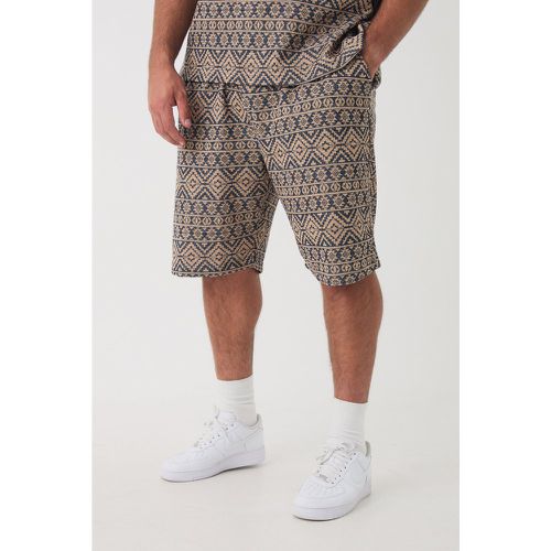 Pantalón Corto Plus Holgado De Jacquard Con Cintura Elástica Y Estampado Abstracto - boohoo - Modalova