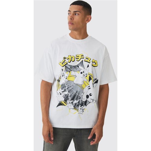 Camiseta Oversize De Pokemon Con Cuello Extendido Y Estampado De Pikachu - boohoo - Modalova