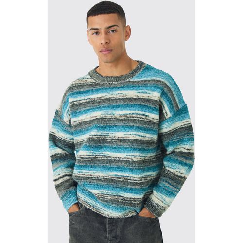 Maglione squadrato oversize in maglia a righe astratte - boohoo - Modalova