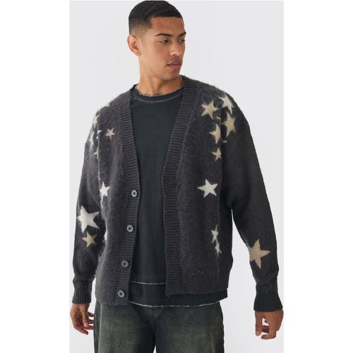 Cárdigan Oversize Recto De Punto Cardado Con Estrellas - boohoo - Modalova