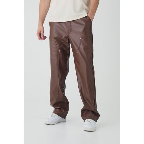 Pantalón Tall Holgado De Cuero Sintético Estilo Carpintero - boohoo - Modalova