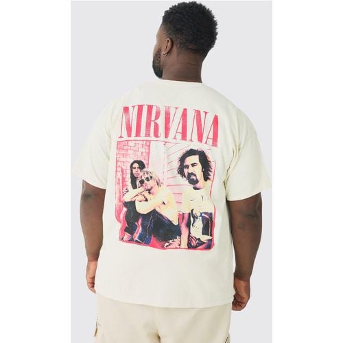 Camiseta Plus Con Lavado A La Piedra Y Estampado De Nirvana - boohoo - Modalova