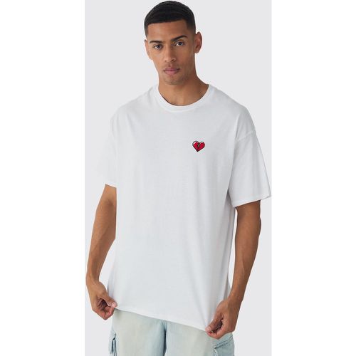 Camiseta Oversize Con Bordado De Corazón Roto - boohoo - Modalova