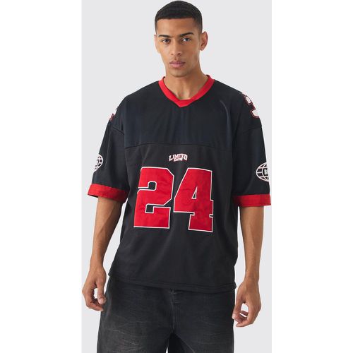 T-shirt da baseball oversize in rete e raso con applique - boohoo - Modalova