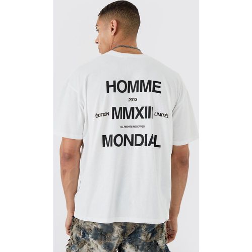 T-shirt oversize con slogan, Bianco - boohoo - Modalova