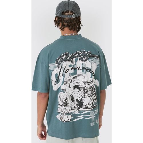 T-shirt oversize Ofcl Racing in lavaggio acido con girocollo esteso - boohoo - Modalova