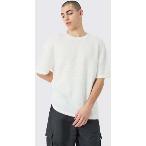 T-shirt oversize in maglia bianca con trama in rilievo - boohoo - Modalova