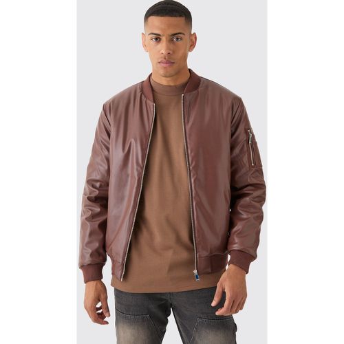 Chaqueta Bomber De Cuero Sintético Ma1 Acolchada Color Chocolate - boohoo - Modalova