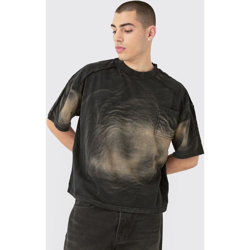 Camiseta Oversize Recta Con Cuello Extendido Y Lavado A La Piedra - boohoo - Modalova