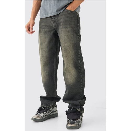Jeans extra comodi grigi in denim rigido con fondo smagliato - boohoo - Modalova
