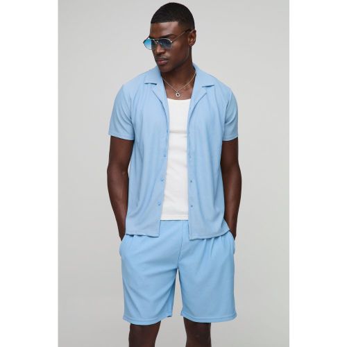 Camicia a coste a maniche corte & pantaloncini - boohoo - Modalova
