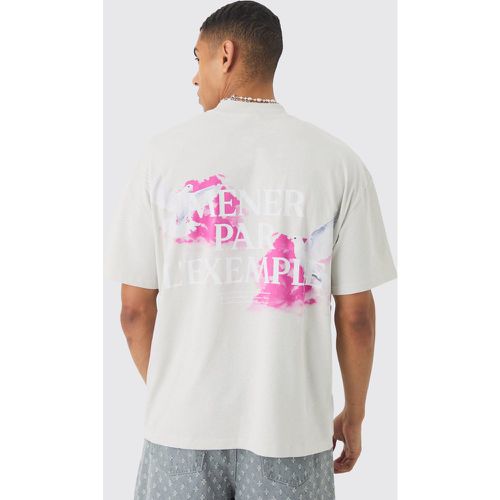 T-shirt oversize pesante con grafica di uccelli e girocollo esteso - boohoo - Modalova