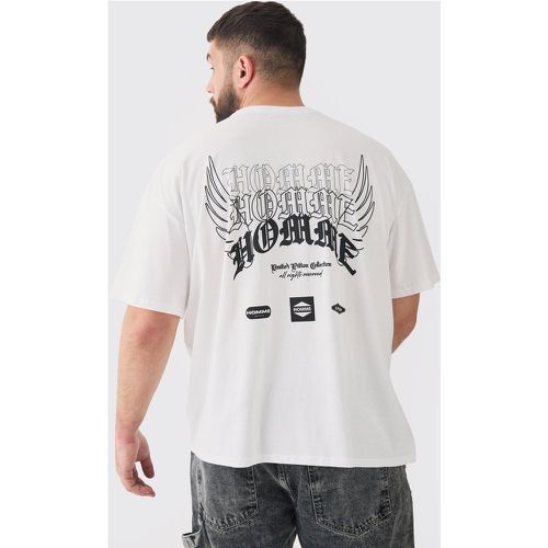Camiseta Plus Oversize Sobreteñida Blanca Con Estampado De Motociclismo Homme - boohoo - Modalova