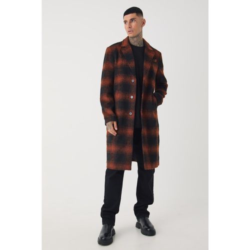 Abrigo Tall Oversize Marrón De Cuadros Cardados - boohoo - Modalova