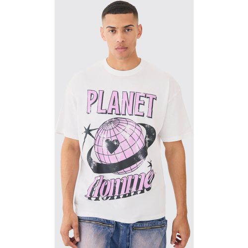 Camiseta Oversize Con Estampado Planet Homme - boohoo - Modalova