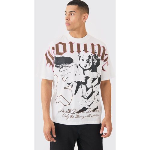 T-shirt oversize Homme con grafica ampia e girocollo esteso - boohoo - Modalova