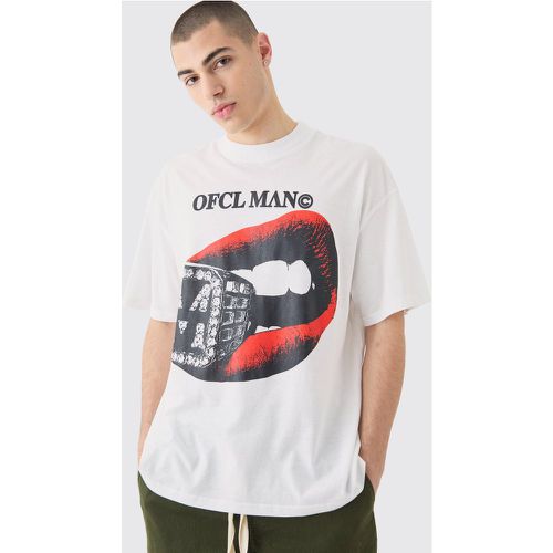 T-shirt oversize con stampa di labbra Odcl - boohoo - Modalova