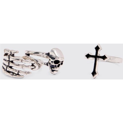 Pack De 3 Anillos Con Calavera - boohoo - Modalova