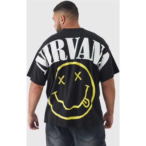 T-shirt Plus Size oversize con stampa ufficiale dei Nirvana e cuciture - boohoo - Modalova