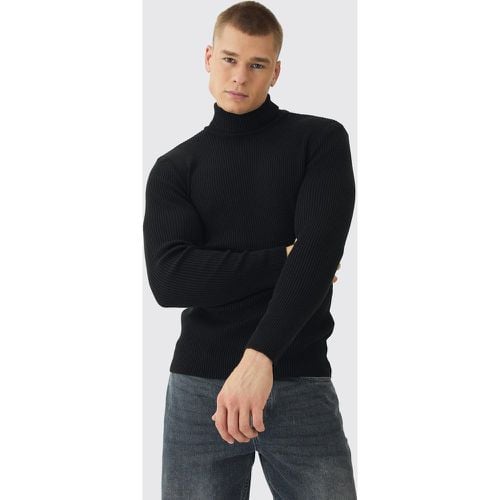 Maglione attillato in maglia a coste con collo alto - boohoo - Modalova