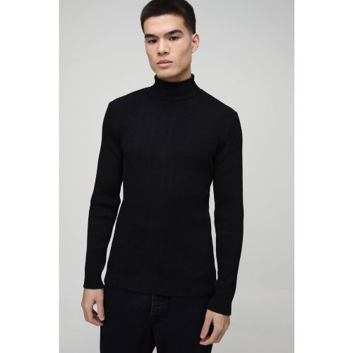 Maglione attillato in maglia a coste con collo alto - boohoo - Modalova