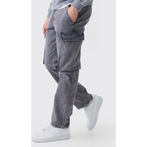 Pantalón Cargo Recto De Sarga Gruesa Con Lavado De Ácido - boohoo - Modalova