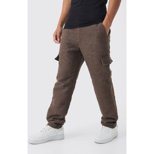 Pantaloni Cargo dritti pesanti in bouclé con vita fissa - boohoo - Modalova