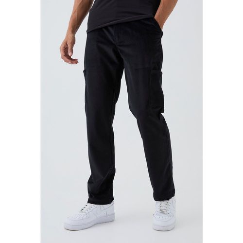 Pantaloni Cargo dritti in scamosciato con vita fissa - boohoo - Modalova