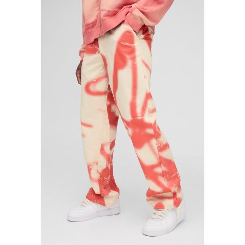 Pantalón De Sarga Holgado Con Estampado De Grafiti Y Cintura Fija - boohoo - Modalova