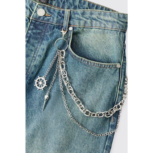 Compass Layered Jean Chain In Silver - boohoo - Modalova