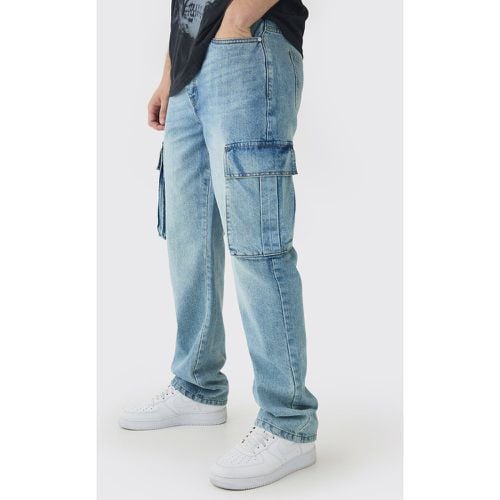 Jeans Cargo dritti Tall in denim rigido - boohoo - Modalova