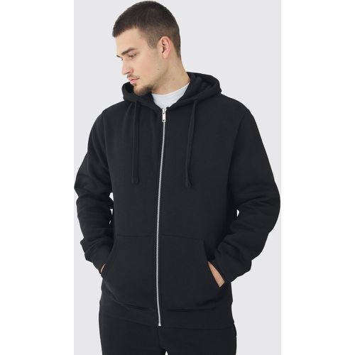 Sudadera Tall Básica Negra Con Capucha Y Cremallera - boohoo - Modalova