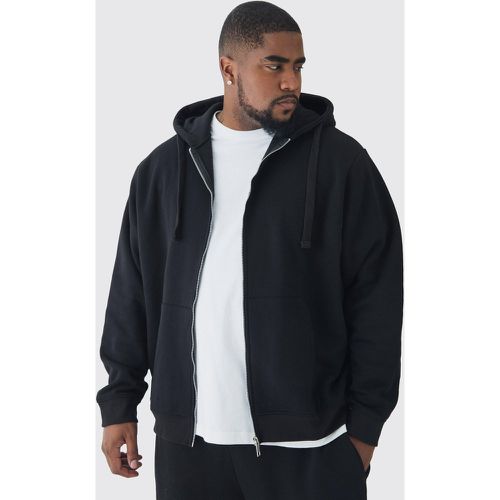 Sudadera Plus Regular Negra Con Capucha Y Cremallera - boohoo - Modalova