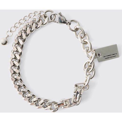 Chunky Chain Bracelet With Charm In Silver - boohoo - Modalova