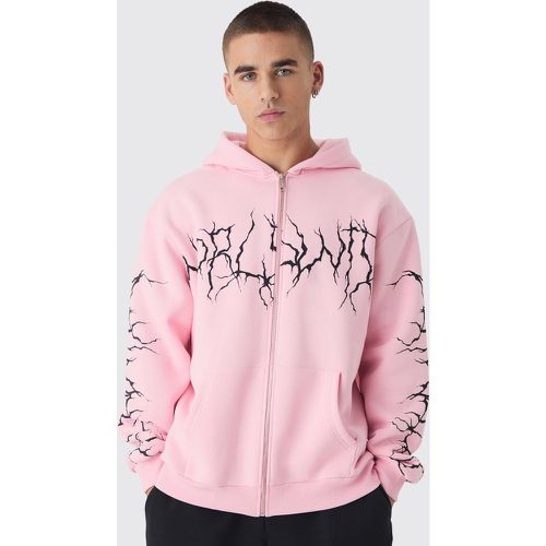 Sudadera Oversize Con Capucha, Cremallera Y Estampado De Grafiti - boohoo - Modalova