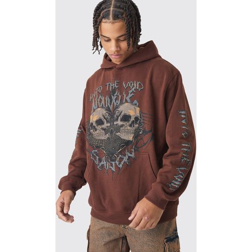 Oversized Washed Skull Graphic Hoodie - boohoo - Modalova