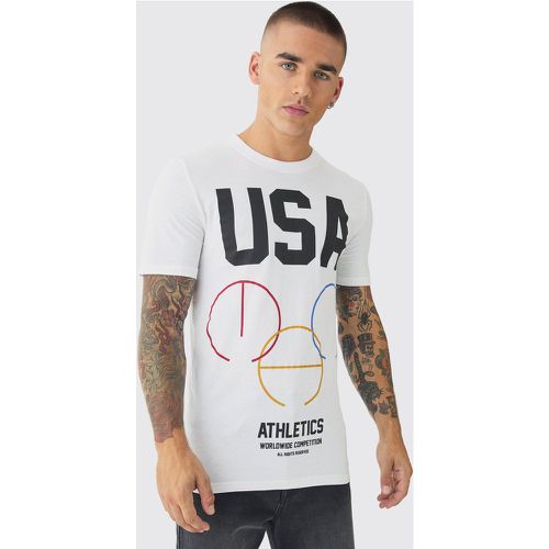 T-shirt attillata con stampa USA - boohoo - Modalova